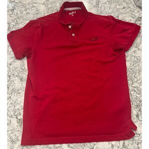Hollister Men's Polo Shirt Red Size M Short Sleeve Casual Collared Top